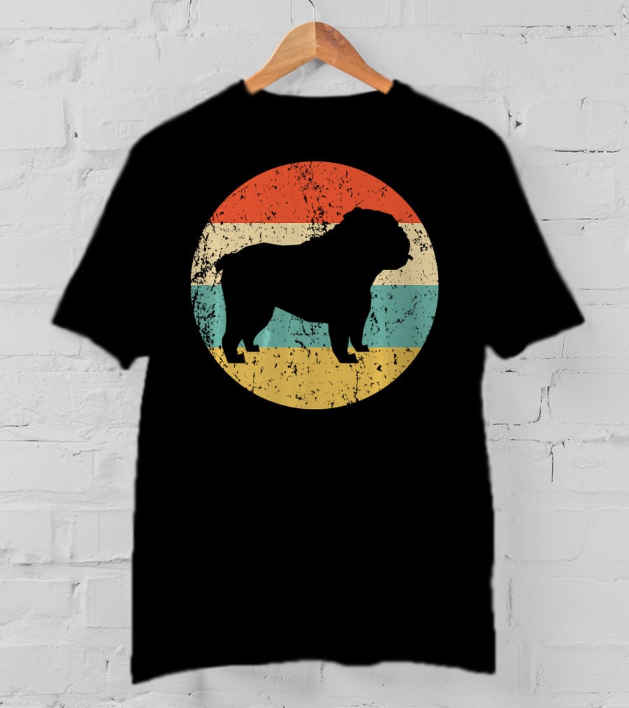 English Bulldog Retro Circle T-Shirt