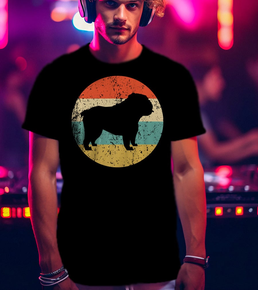 English Bulldog Retro Circle T-Shirt