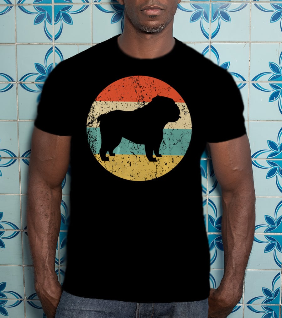 English Bulldog Retro Circle T-Shirt