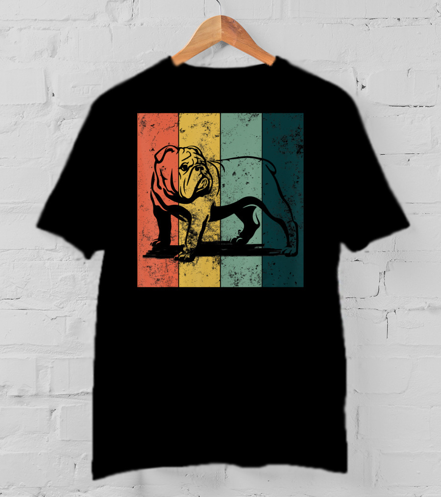 English Bulldog Vintage Stripe T-Shirt