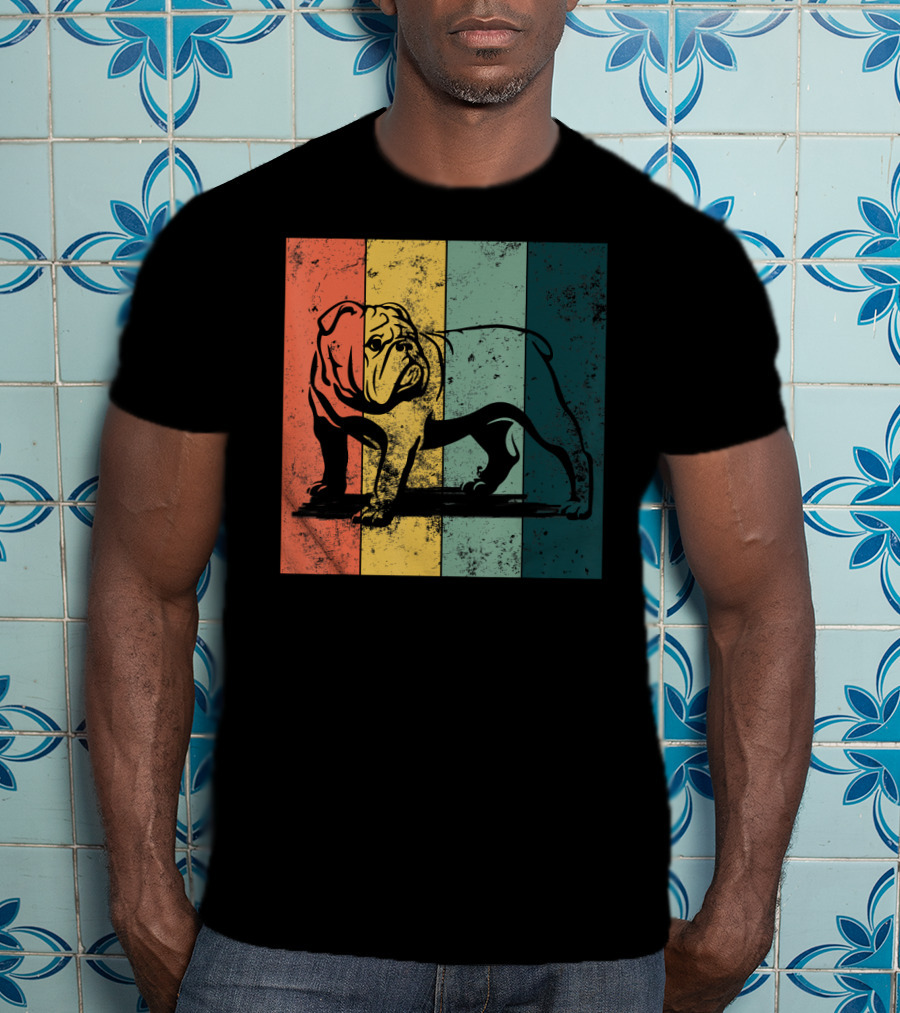 English Bulldog Vintage Stripe T-Shirt