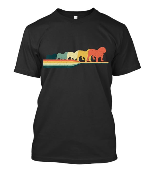 English Bulldog Retro Vintage Rainbow T-Shirt