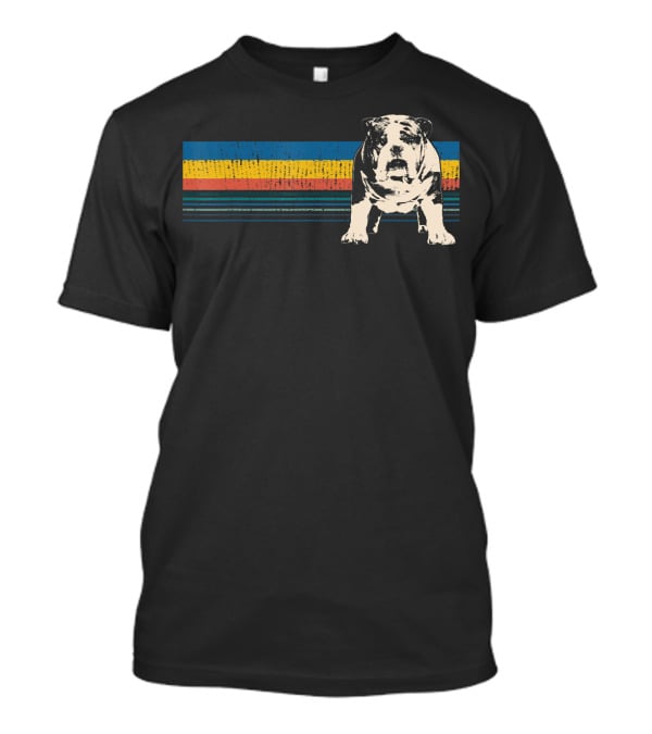 English Bulldog Retro Stripes T-Shirt