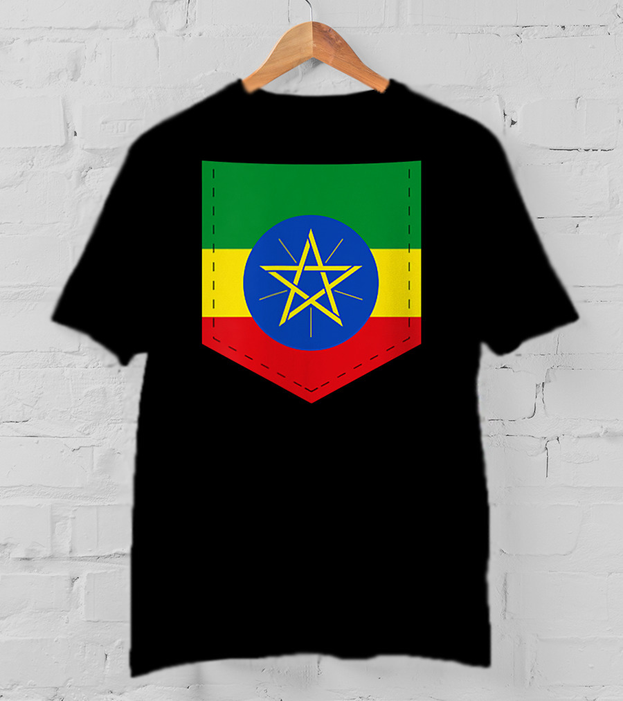Ethiopia Flag Green Yellow Red With Blue Circle And Star T-Shirt