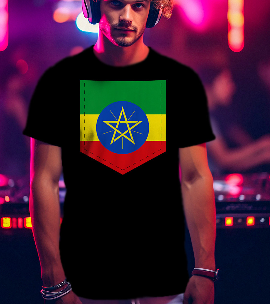 Ethiopia Flag Green Yellow Red With Blue Circle And Star T-Shirt