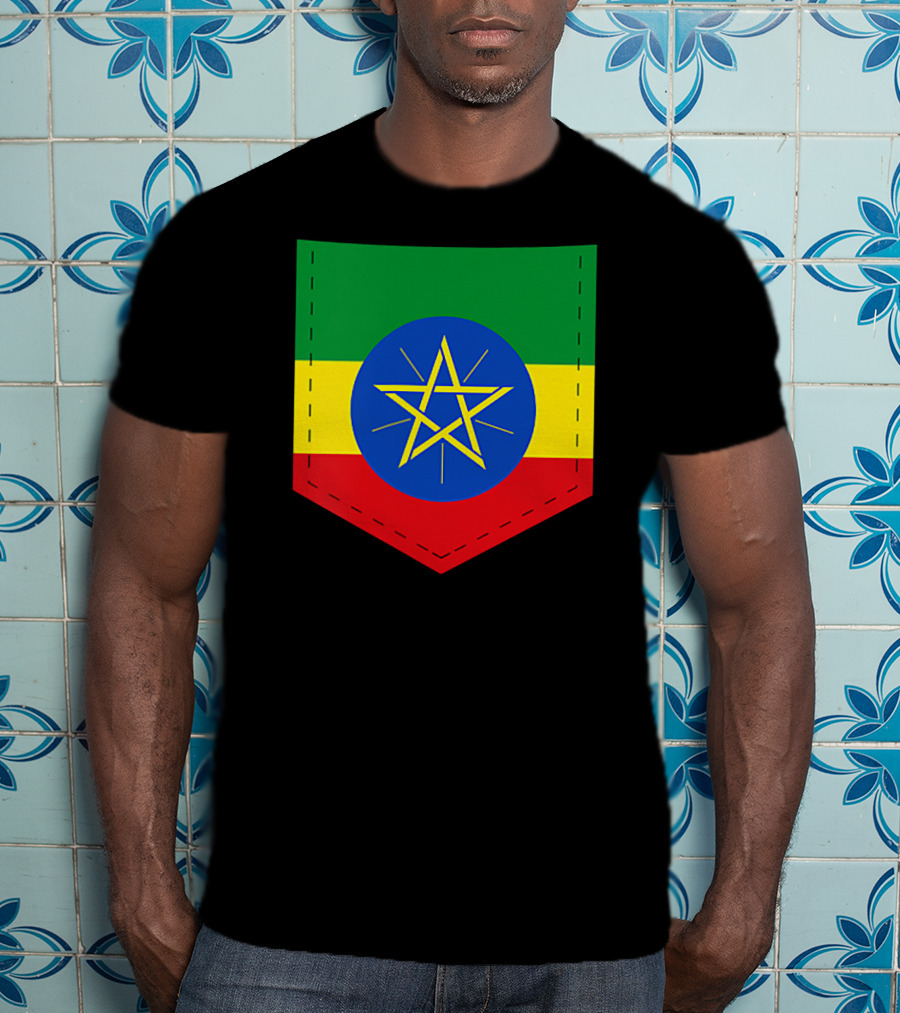 Ethiopia Flag Green Yellow Red With Blue Circle And Star T-Shirt