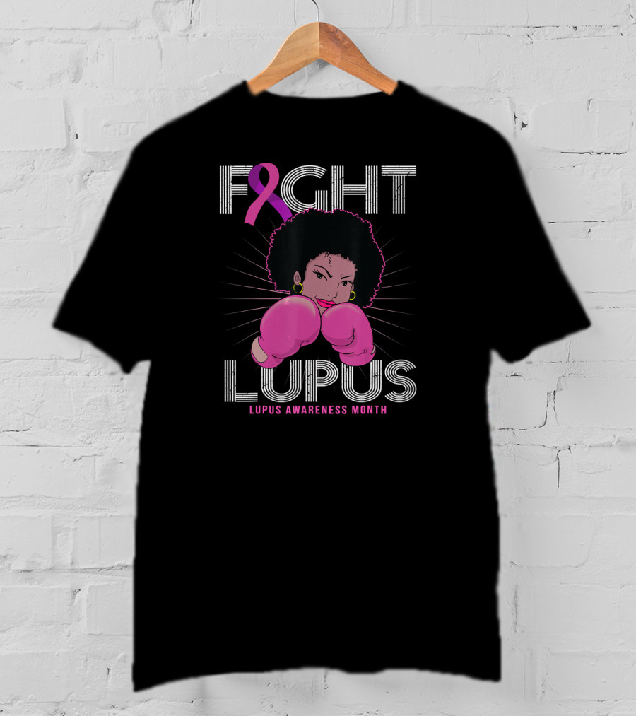 Fight Lupus Lupus Awareness Month Purple Ribbon Boxing Gloves T-Shirt