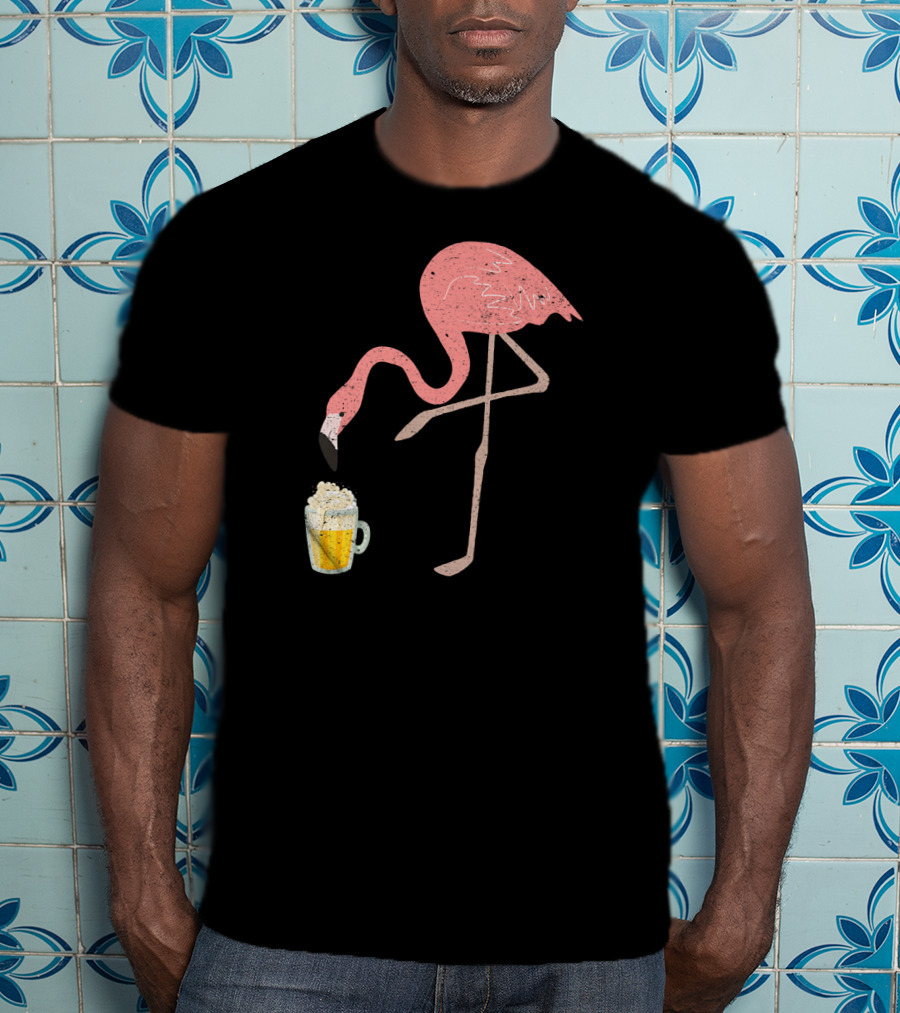 Flamingo Beer Love Bird Drinking T-Shirt