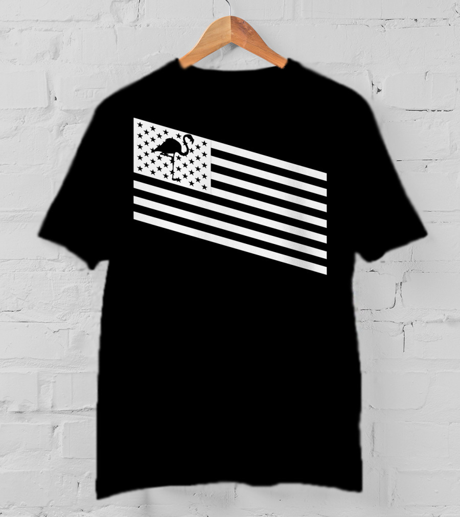 Flamingo Stars And Stripes USA Flag Wading T-Shirt
