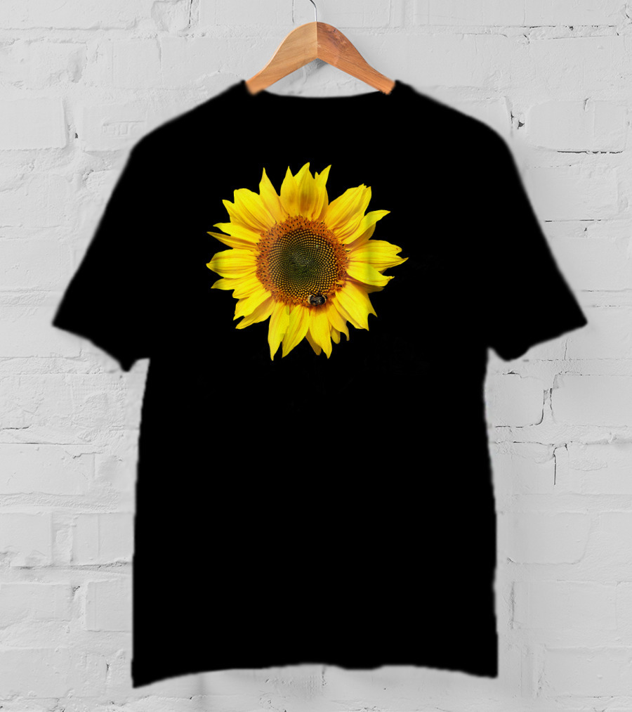 Sunflower With Bee On Petal Flower Nice T-Shirt