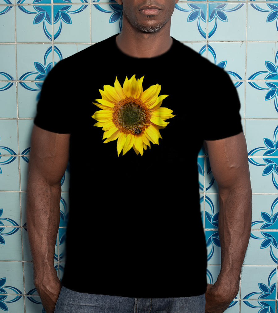 Sunflower With Bee On Petal Flower Nice T-Shirt