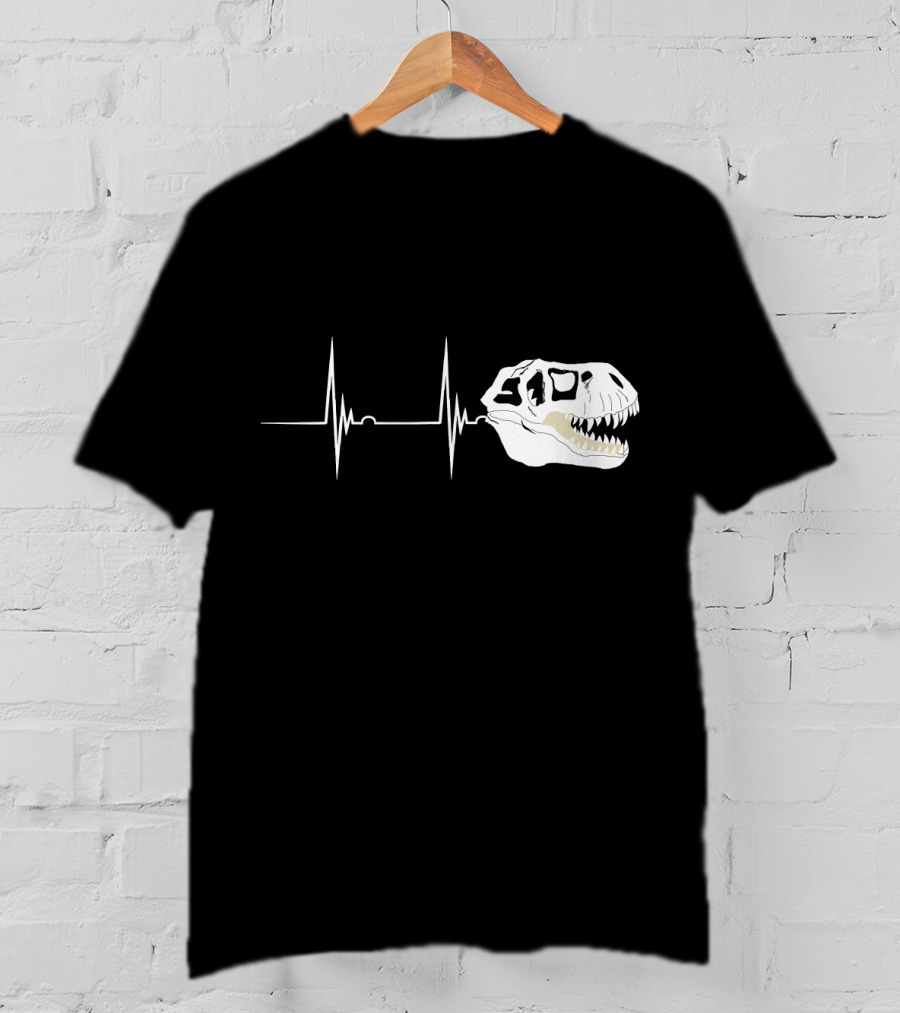 Fossil Heartbeat Hunter T-Rex Skull Dino T-Shirt