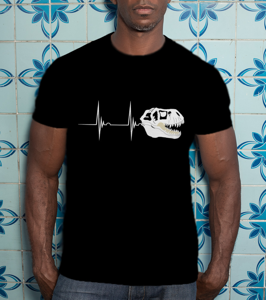 Fossil Heartbeat Hunter T-Rex Skull Dino T-Shirt