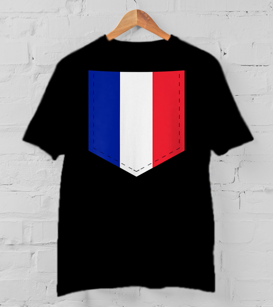French Flag Blue White Red Pocket T-Shirt