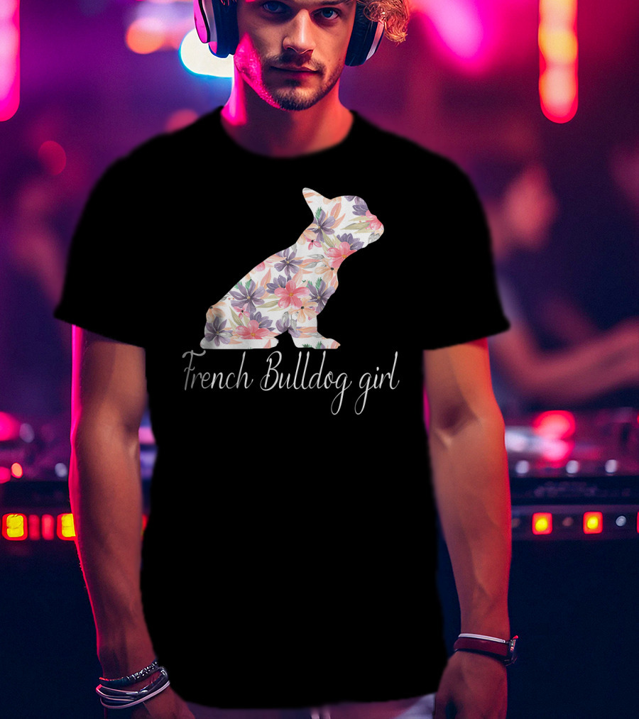 Floral French Bulldog Girl Love T-Shirt