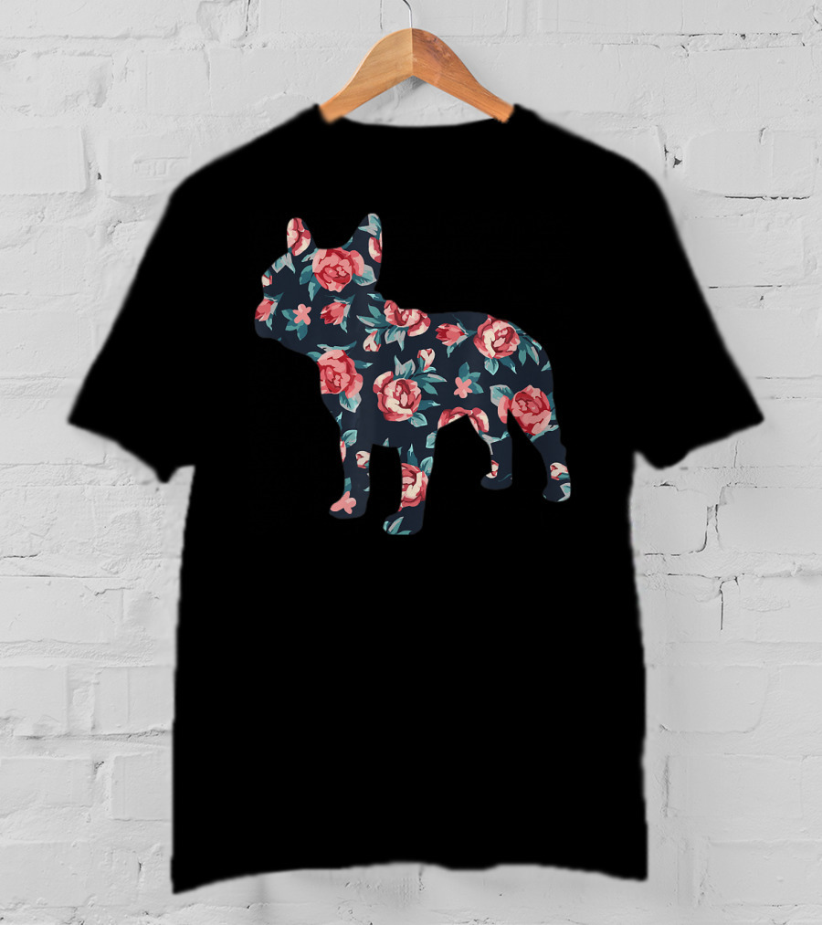 Roses Floral French Bulldog T-Shirt