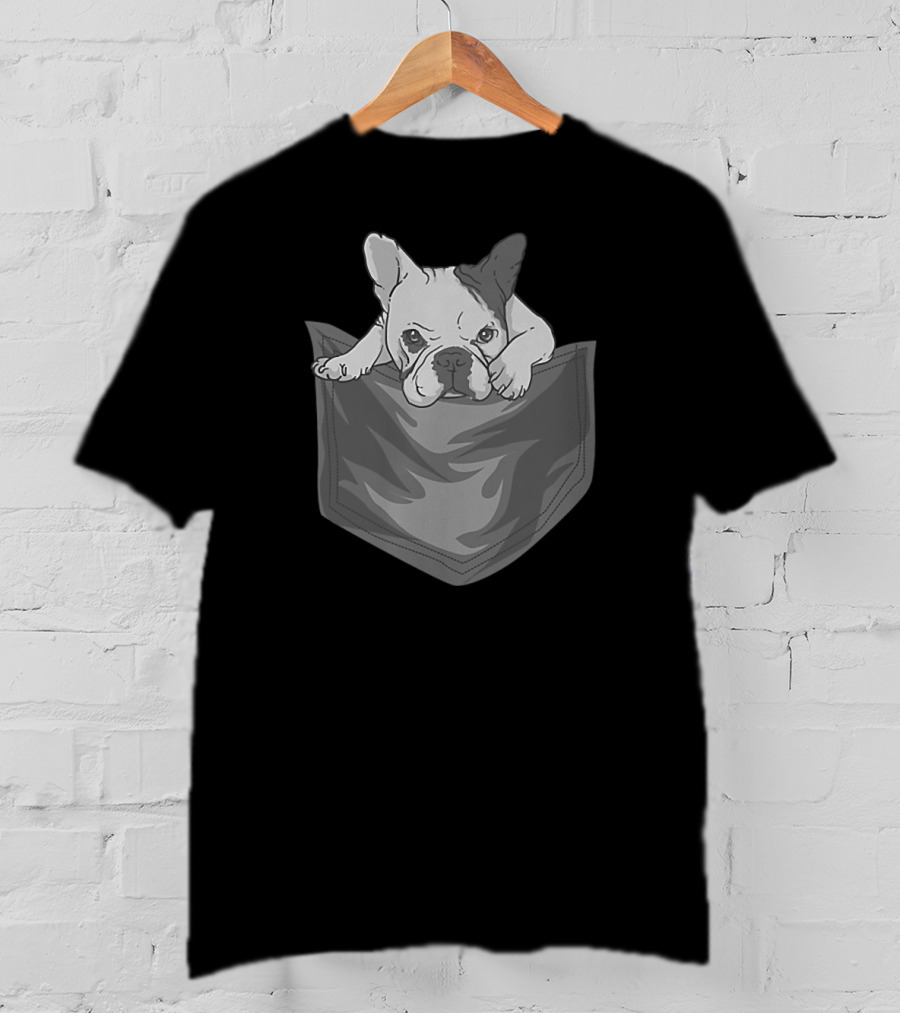 French Bulldog Cute Crazy Pocket T-Shirt