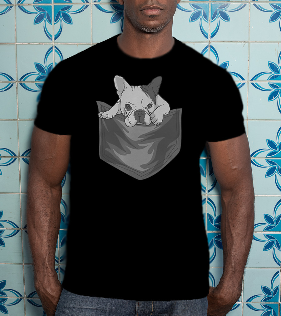 French Bulldog Cute Crazy Pocket T-Shirt