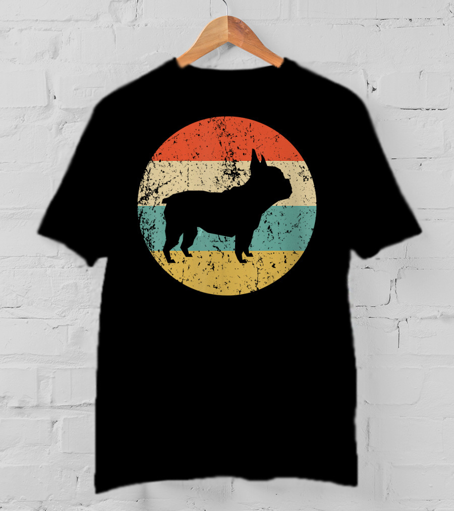 French Bulldog Silhouette Retro Circle T-Shirt