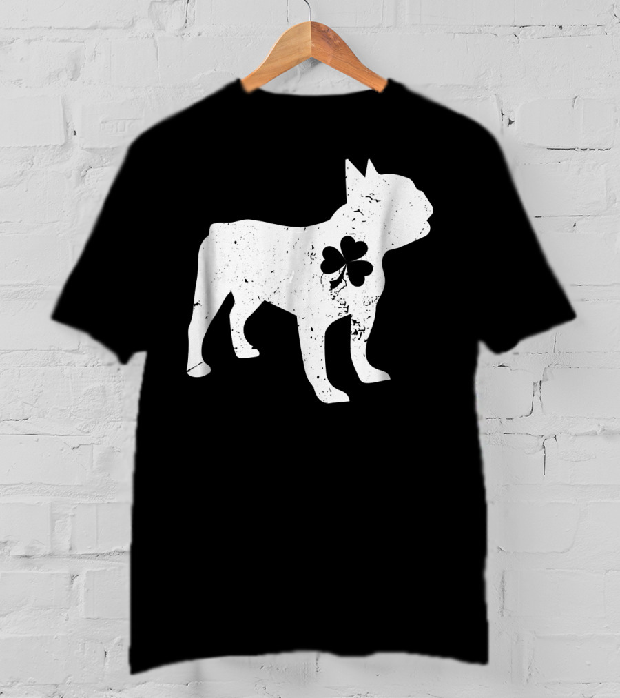 French Bulldog With Shamrock For St Patrick's Day T-Shirt