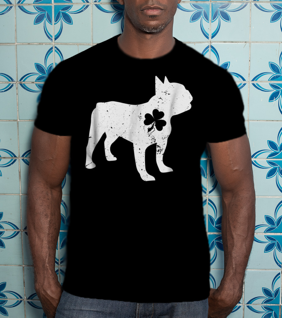 French Bulldog With Shamrock For St Patrick's Day T-Shirt