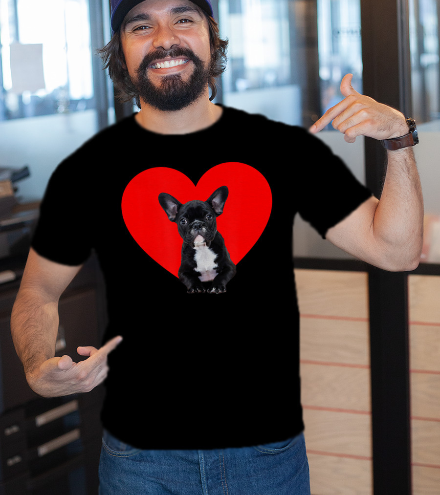 French Bulldog Puppy Inside Red Heart Shape T-Shirt