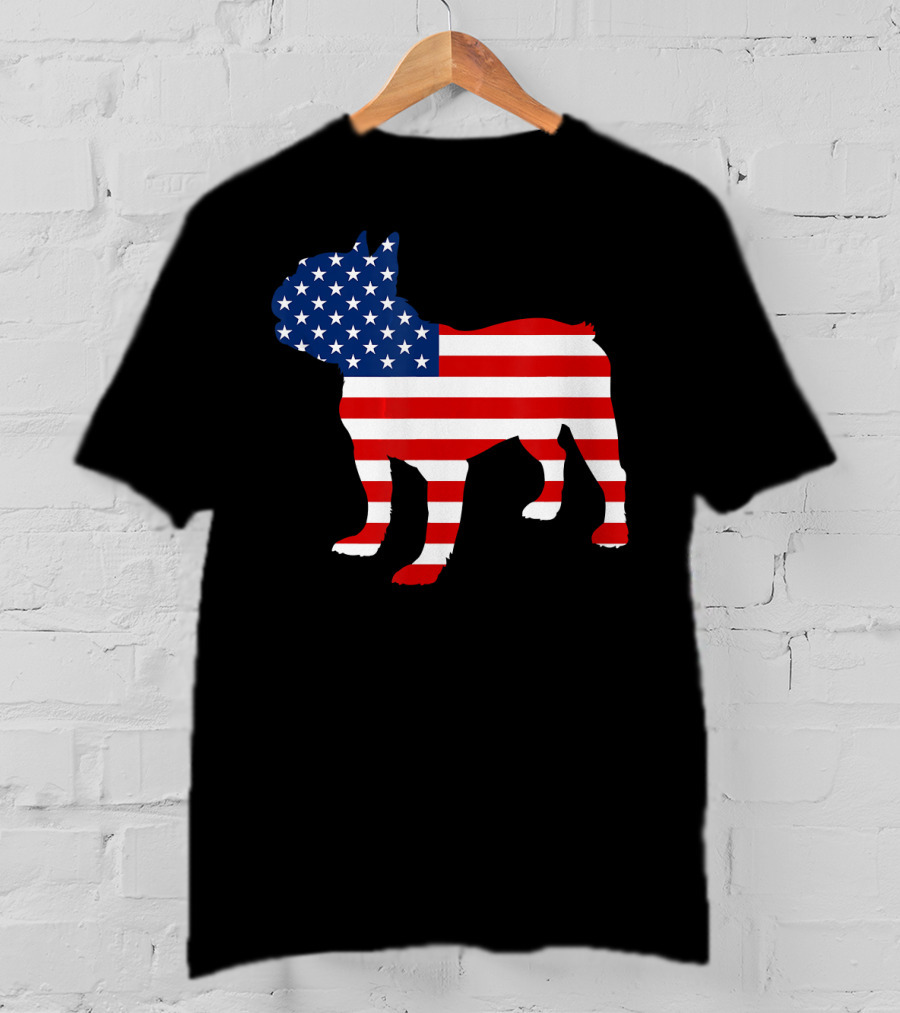 French Bulldog American Flag Fourth Of July USA T-Shirt