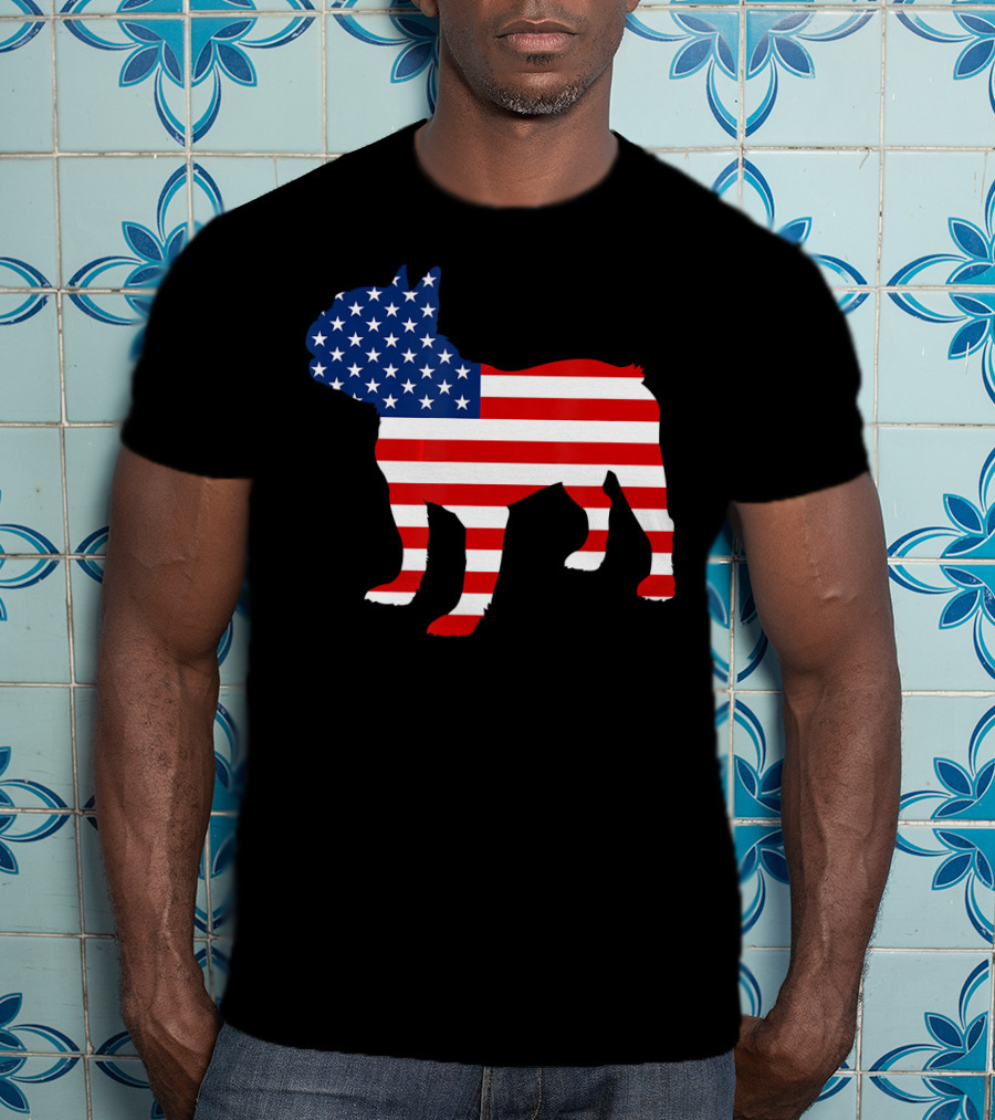 French Bulldog American Flag Fourth Of July USA T-Shirt