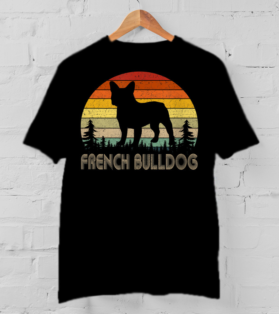 French Bulldog Vintage Dog 70's Retro Sunset T-Shirt