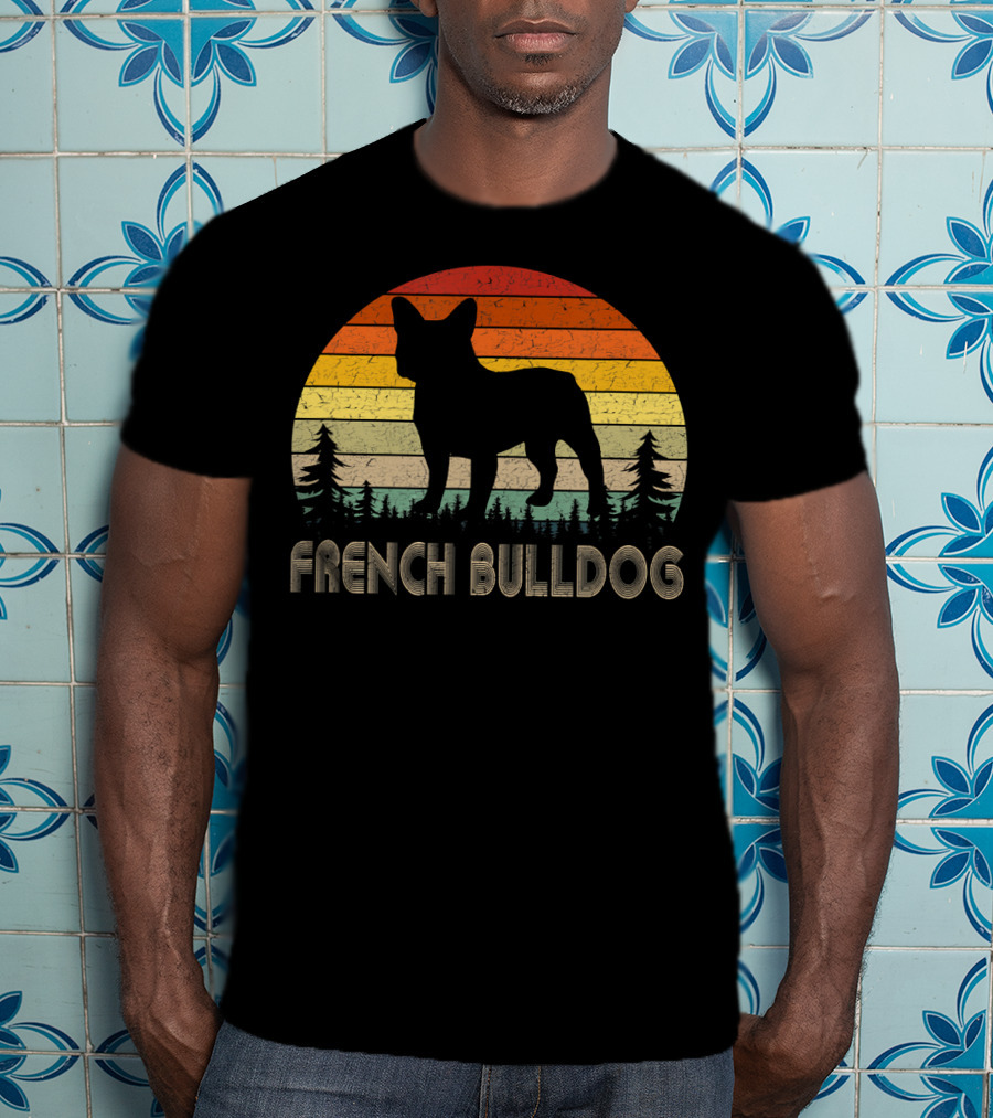 French Bulldog Vintage Dog 70's Retro Sunset T-Shirt