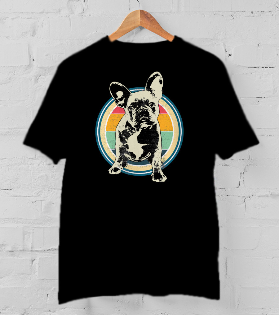 French Bulldog Vintage Retro Circle T-Shirt