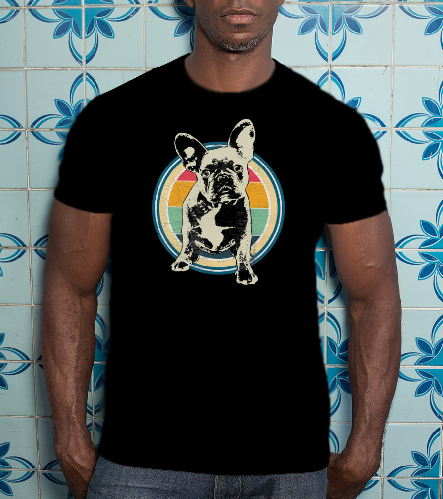 French Bulldog Vintage Retro Circle T-Shirt