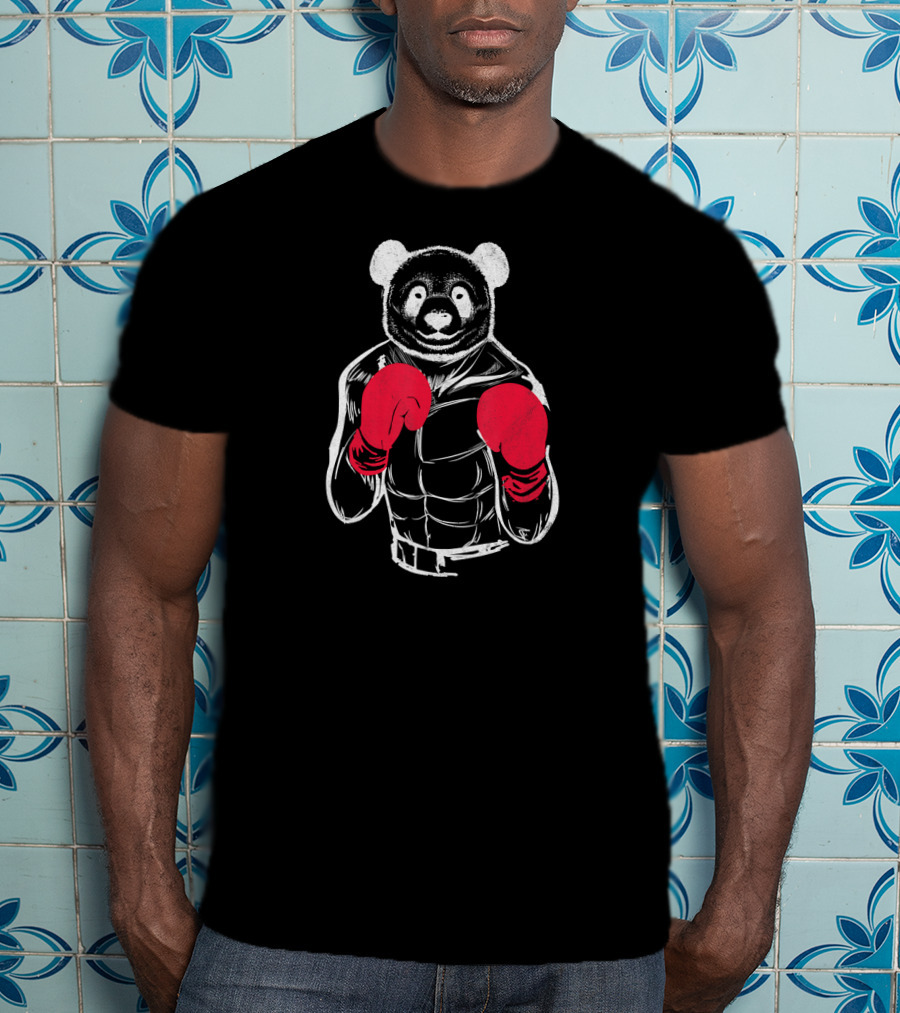 Friendly Panda Bear Boxer With Red Boxing Gloves T-Shirt