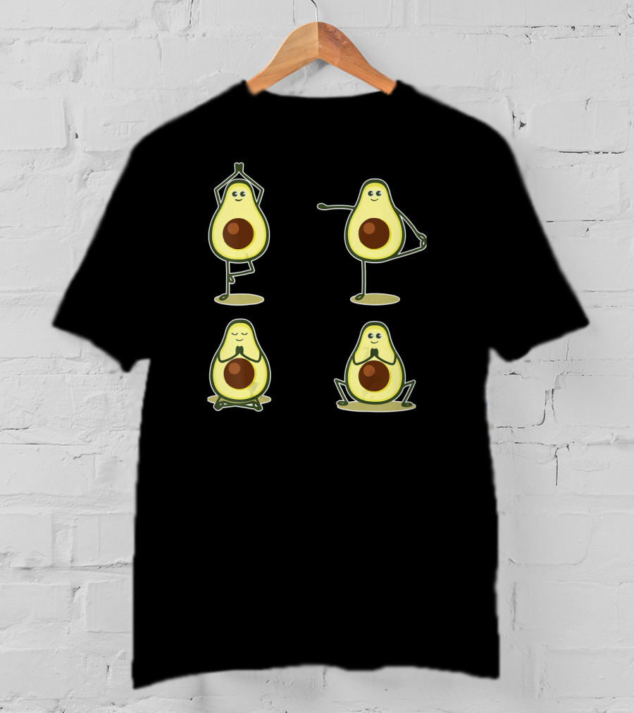Funny Avocado Yoga Pose Meditation Characters T-Shirt