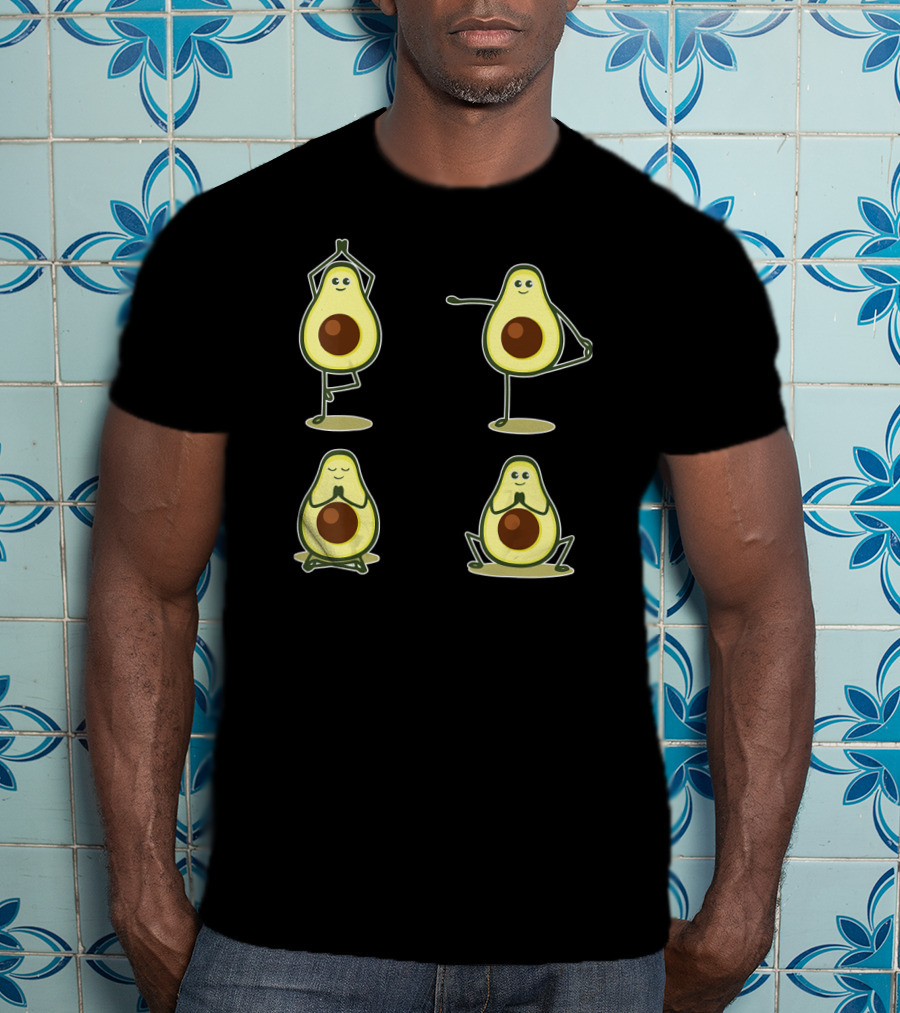 Funny Avocado Yoga Pose Meditation Characters T-Shirt