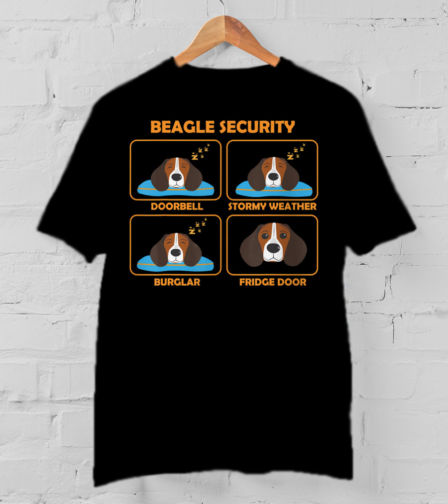 Beagle Security Doorbell Stormy Weather Burglar Fridge Door T-Shirt