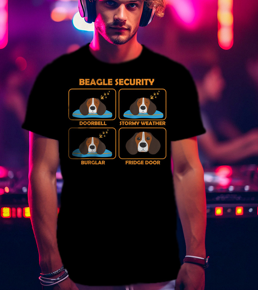 Beagle Security Doorbell Stormy Weather Burglar Fridge Door T-Shirt