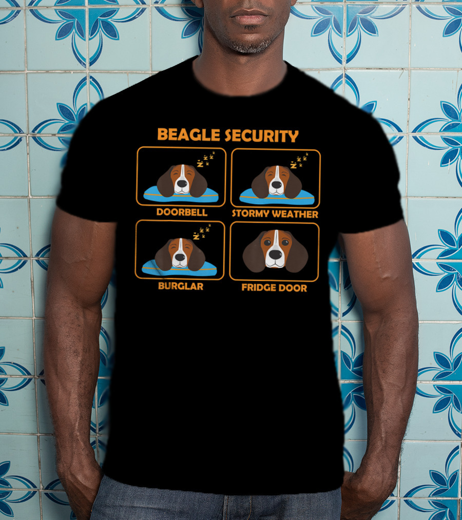 Beagle Security Doorbell Stormy Weather Burglar Fridge Door T-Shirt