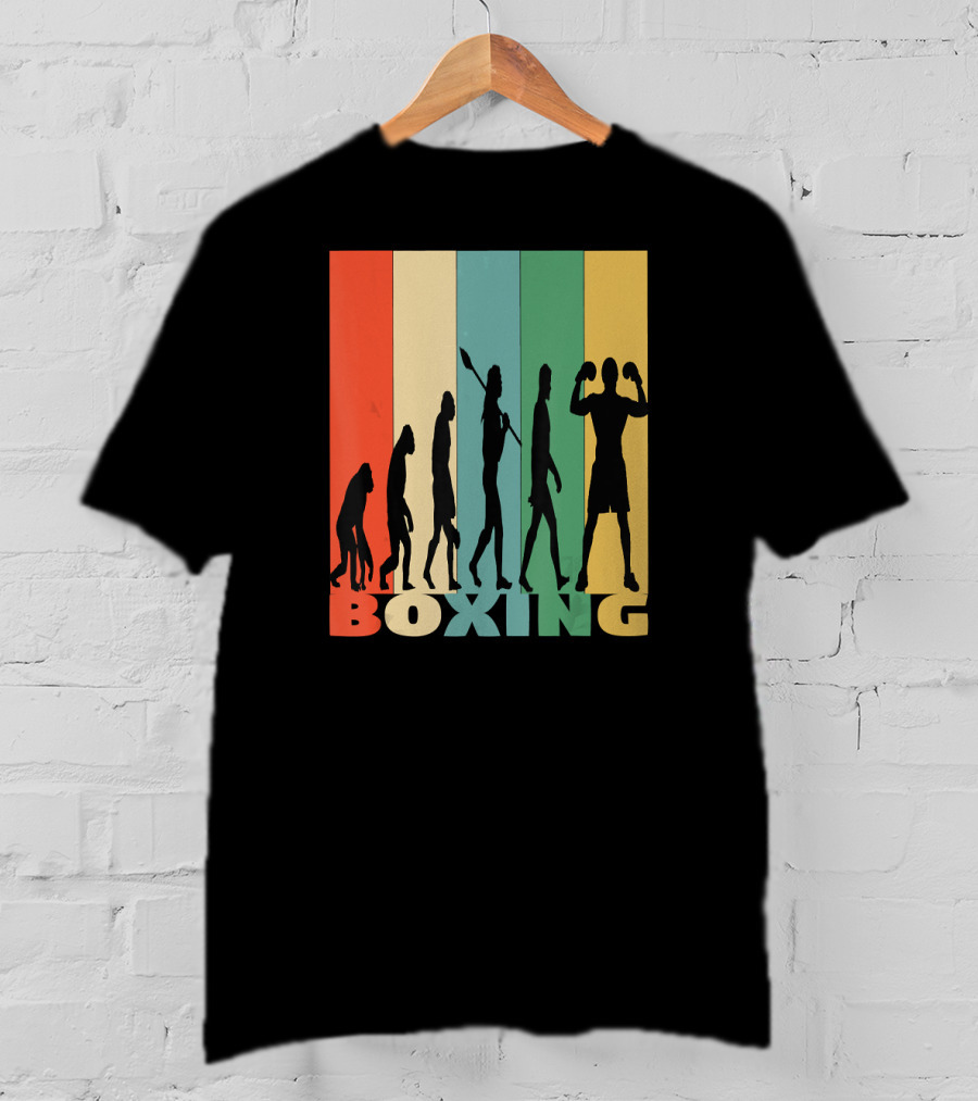 Boxing Evolution Vintage Silhouette Humor T-Shirt