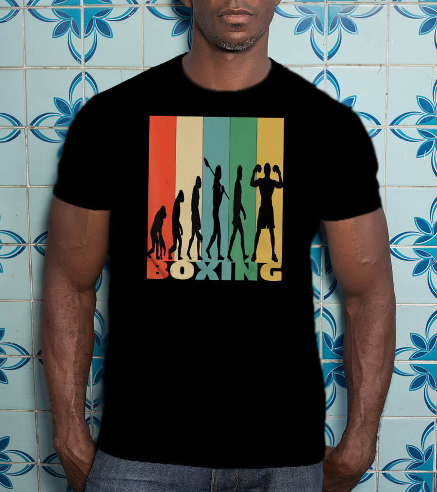 Boxing Evolution Vintage Silhouette Humor T-Shirt