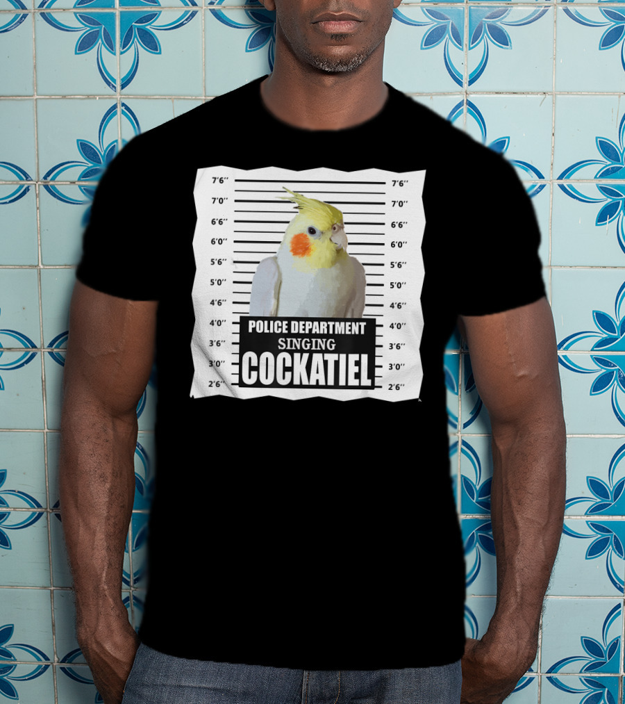 Police Department Singing Cockatiel Mugshot T-Shirt