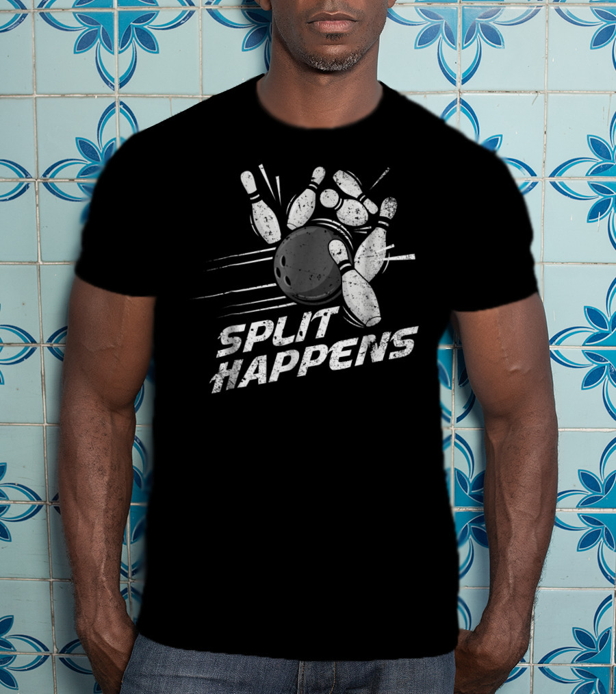 Split Happens Distressed Bowling Humor T-Shirt