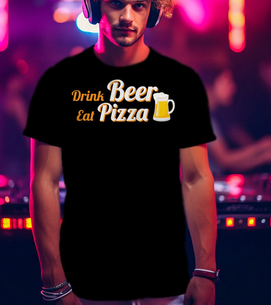 Drink Beer Eat Pizza Funny Mug Cheers T-Shirt