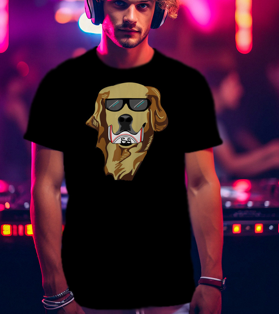 Golden Retriever Wearing Sunglasses Holding Beer Can T-Shirt