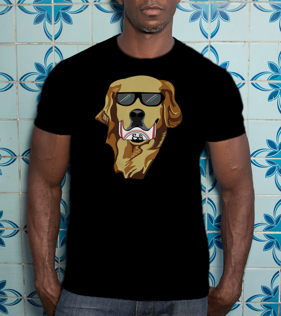 Golden Retriever Wearing Sunglasses Holding Beer Can T-Shirt