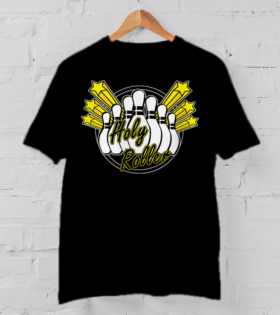 Holy Roller Bowling Pin Stars Retro Funny T-Shirt