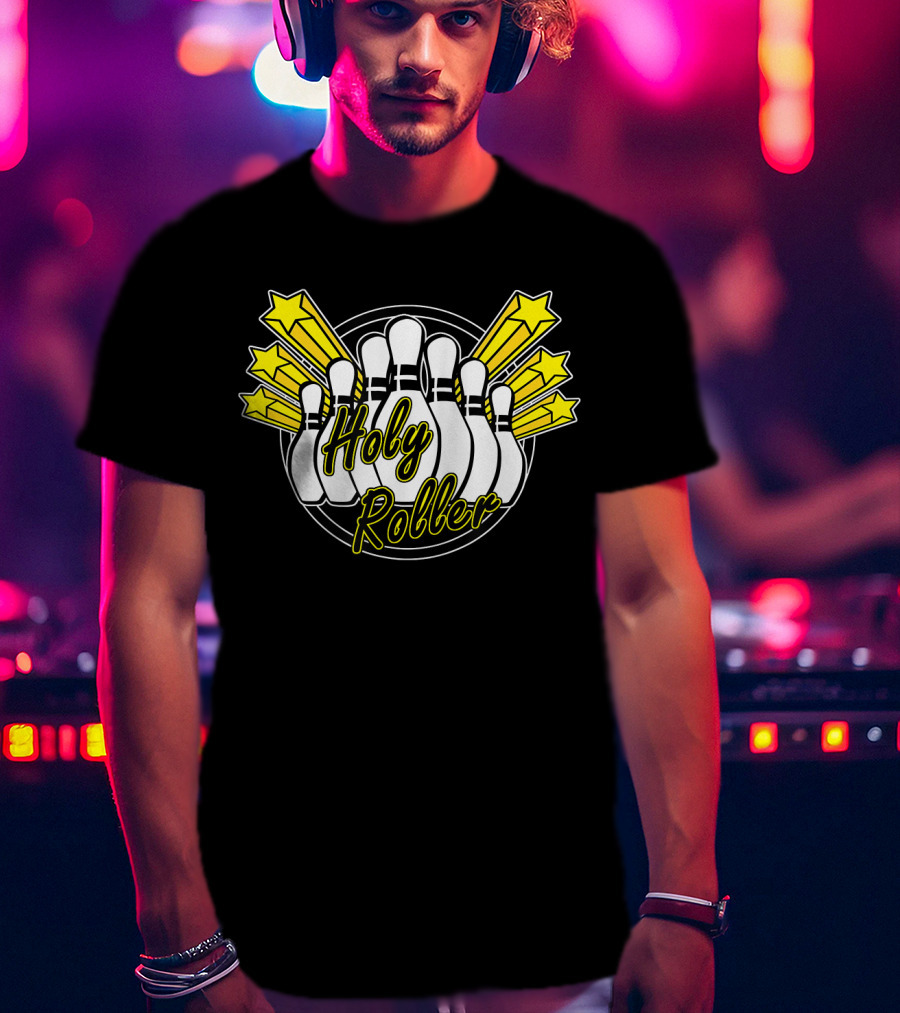 Holy Roller Bowling Pin Stars Retro Funny T-Shirt