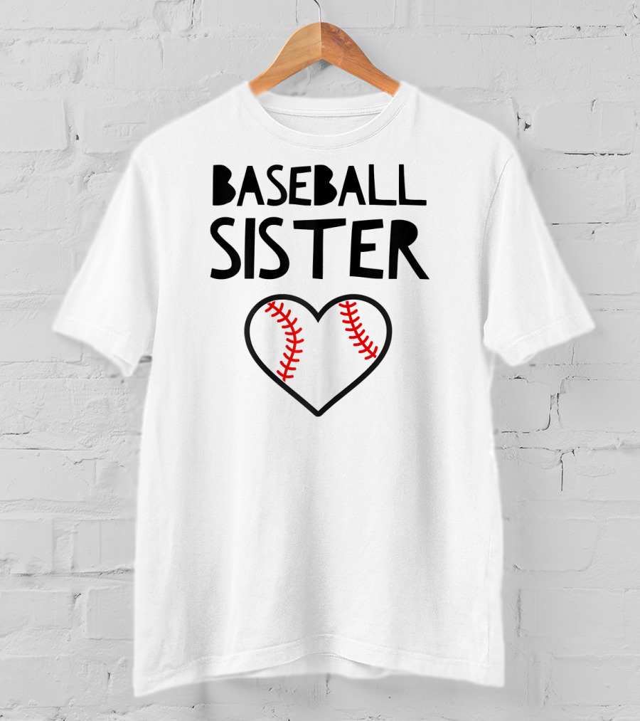 Baseball Sister Heart Baseball Stitches T-Shirt