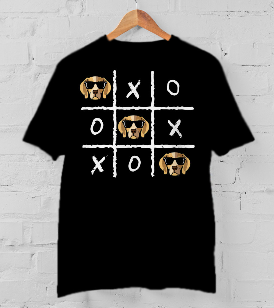 Tic Tac Toe Funny Vintage Nostalgic Beagle Dog Sunglasses T-Shirt