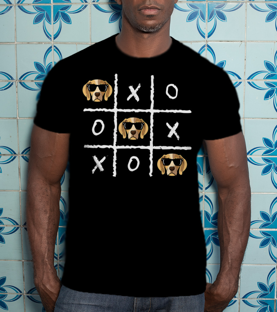 Tic Tac Toe Funny Vintage Nostalgic Beagle Dog Sunglasses T-Shirt